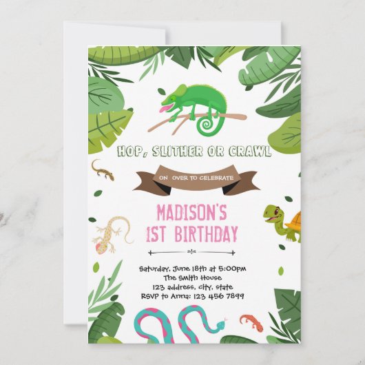 invitation d'anniversaire des reptiles (Devant)