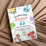 Invitation d'anniversaire des robots spatiaux<br><div class="desc">Notre invitation d'anniversaire robot est la façon idéale pour les amis invitations et la famille à votre fête. L'aménagement comporte un thème d'espace, avec beaucoup d'espace pour tous les détails importants tels que la date, l'heure et l'emplacement de la fête. Parfait pour tout âge, genre et thème de la fête,...</div>