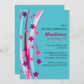 Invitation d'anniversaire des rubans Foral Sweet s (Devant / Derrière)