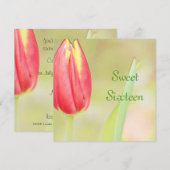 Invitation d'anniversaire des seize ans de tulipe (Devant / Derrière)