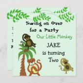 Invitation d'anniversaire des singes (Devant / Derrière)