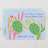 Invitation d'anniversaire des tortues marines (Devant / Derrière)