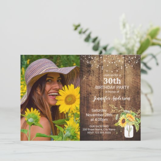 Invitation d'anniversaire des tournesols (Debout devant)