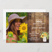 Invitation d'anniversaire des tournesols (Devant / Derrière)