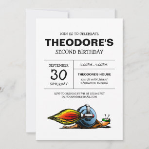 Invitation d'anniversaire d'escargot de fusée