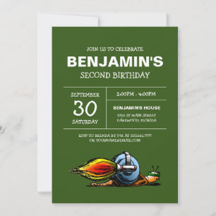 Invitation d'anniversaire d'escargot de fusée