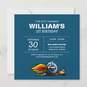 Invitation d'anniversaire d'escargot de fusée
