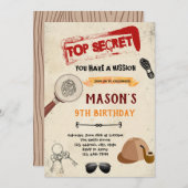 Invitation d'anniversaire d'espionnage de l'agent  (Devant / Derrière)