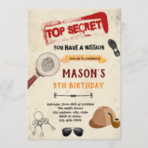 Invitation d'anniversaire d'espionnage de l'agent 