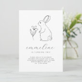 Invitation d'anniversaire dessin au trait de lapin (Debout devant)