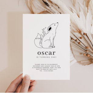 Invitation d'anniversaire dessin de ligne de renar