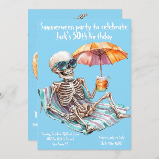 Invitation d'anniversaire d'été (Devant / Derrière)