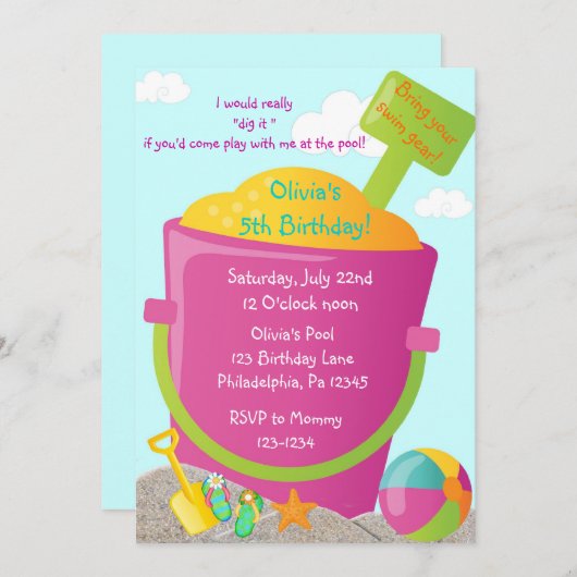 Invitation d'anniversaire d'été (Devant / Derrière)