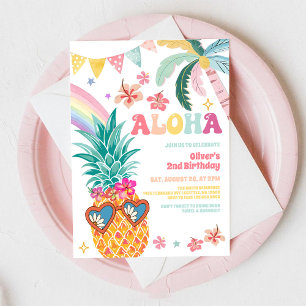 Invitation d'anniversaire d'été Aloha Luau d'anana