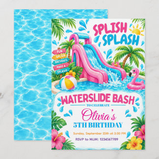 Invitation d'anniversaire d'été Bash Toboggan aqua