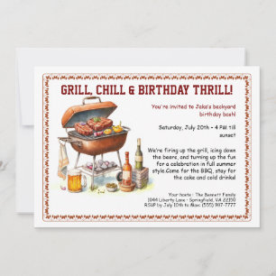 Invitation d'anniversaire d'été BBQ avec Bière Jar