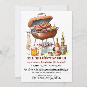 Invitation d'anniversaire d'été BBQ avec Bière Jar
