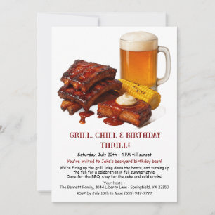 Invitation d'anniversaire d'été BBQ avec Bière Jar
