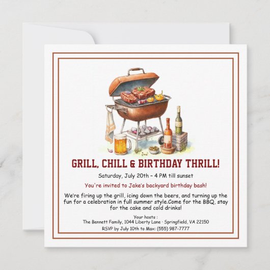 Invitation d'anniversaire d'été BBQ avec Bière Jar (Devant)