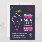 Invitation d'anniversaire d'été de glace néon (Devant)