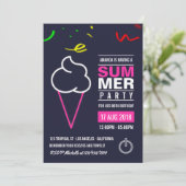 Invitation d'anniversaire d'été de glace néon (Debout devant)