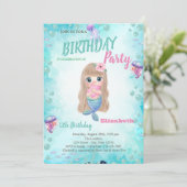 Invitation d'anniversaire d'été de petite sirène (Debout devant)