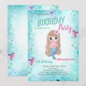 Invitation d'anniversaire d'été de petite sirène (Devant / Derrière)