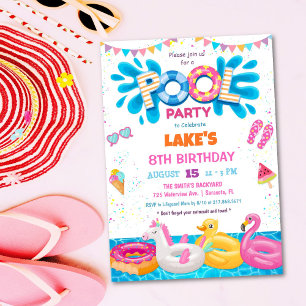 Invitation d'anniversaire d'été fête au bord de la