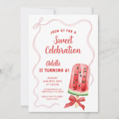 Invitation d'anniversaire d'été pastèque (Devant)