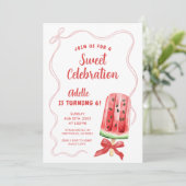 Invitation d'anniversaire d'été pastèque (Debout devant)