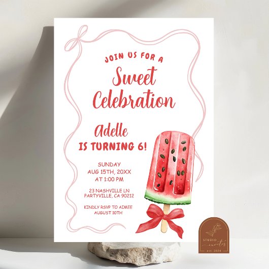 Invitation d'anniversaire d'été pastèque