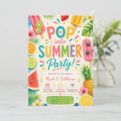 Invitation d'anniversaire d'été Popsicle Fruité Tr (Debout devant)