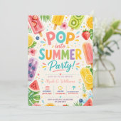 Invitation d'anniversaire d'été Popsicle Piscine F (Debout devant)