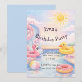 Invitation d'anniversaire d'été pour filles (Devant / Derrière)