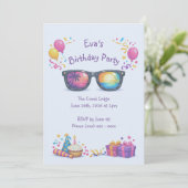 Invitation d'anniversaire d'été pour filles (Debout devant)
