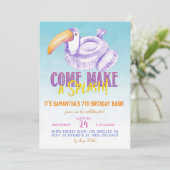 Invitation d'anniversaire d'été pour piscine avec (Debout devant)