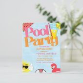 Invitation d'anniversaire d'été pour une fête au b (Debout devant)