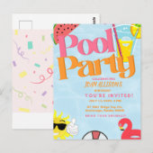 Invitation d'anniversaire d'été pour une fête au b (Devant / Derrière)