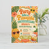 Invitation d'anniversaire d'été Retro Pineapple Ma (Debout devant)