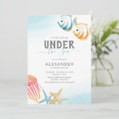 Invitation d'anniversaire d'été sous la mer (Debout devant)