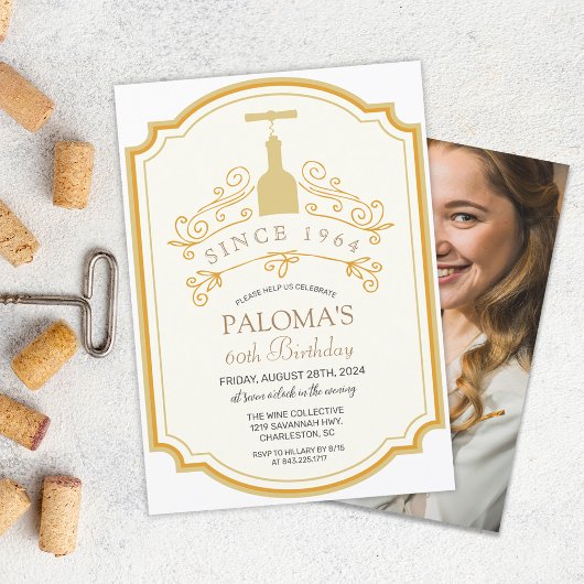 Invitation d'anniversaire d'étiquette de vin - TOU