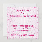Invitation d'anniversaire d'étoile (Dos)