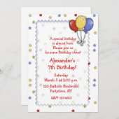 Invitation d'anniversaire d'étoiles de ballons (Devant / Derrière)