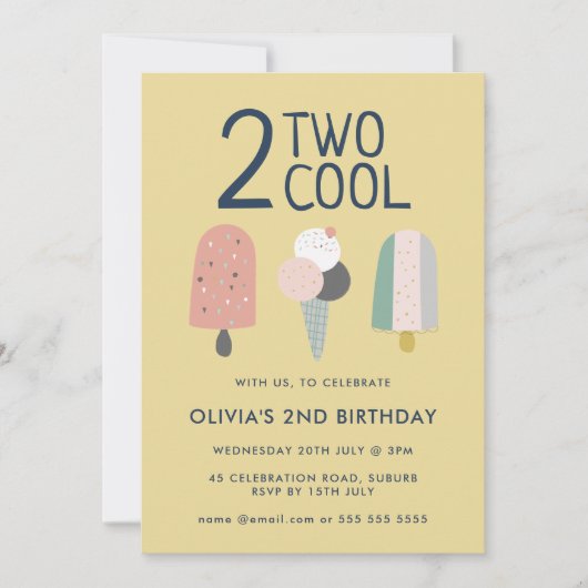 Invitation d'anniversaire deux cool (Devant)