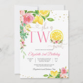Invitation d'anniversaire deux douce florale citro (Devant)