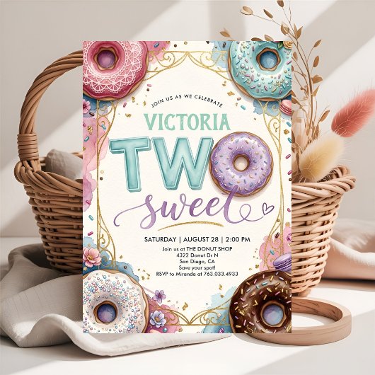 Invitation d'anniversaire Deux Douceurs Donut pour