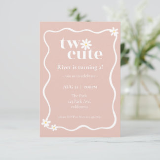Invitation d'anniversaire deux marguerites mignonn