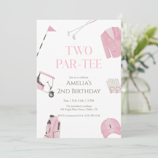 Invitation d'anniversaire deux par-Tee de golf aqu (Debout devant)