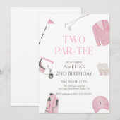 Invitation d'anniversaire deux par-Tee de golf aqu (Devant / Derrière)