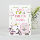 Invitation d'anniversaire deux Par-Tee de Pink Gol (Debout devant)